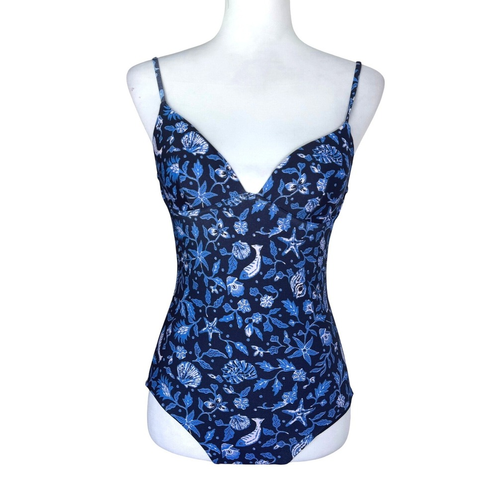 VINEYARD VINES NWT Women's XXS Navy Blue Camila Underwire One Piece Swimsuit NEW